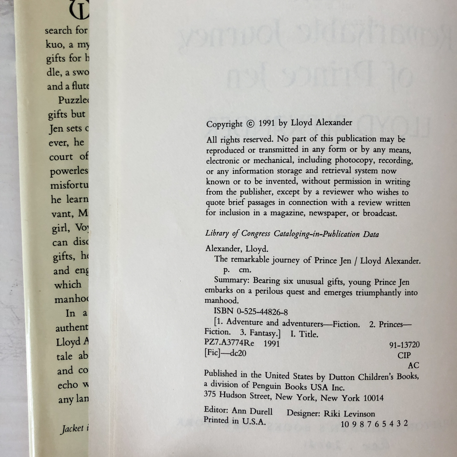 The Remarkable Journey of Prince Jen by Lloyd Alexander [FIRST EDITION] - Bookshop Apocalypse