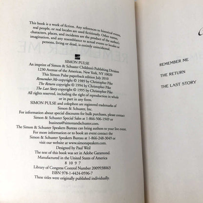 Remember Me - The Complete Trilogy by Christopher Pike [TRADE PAPERBACK OMNIBUS]