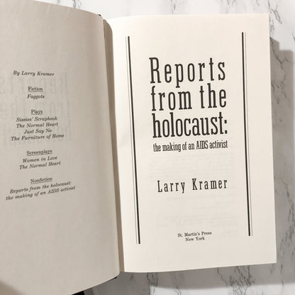 Reports From The Holocaust: The Making of an AIDS Activist by Larry Kramer [FIRST PRINTING / 1987] - Bookshop Apocalypse