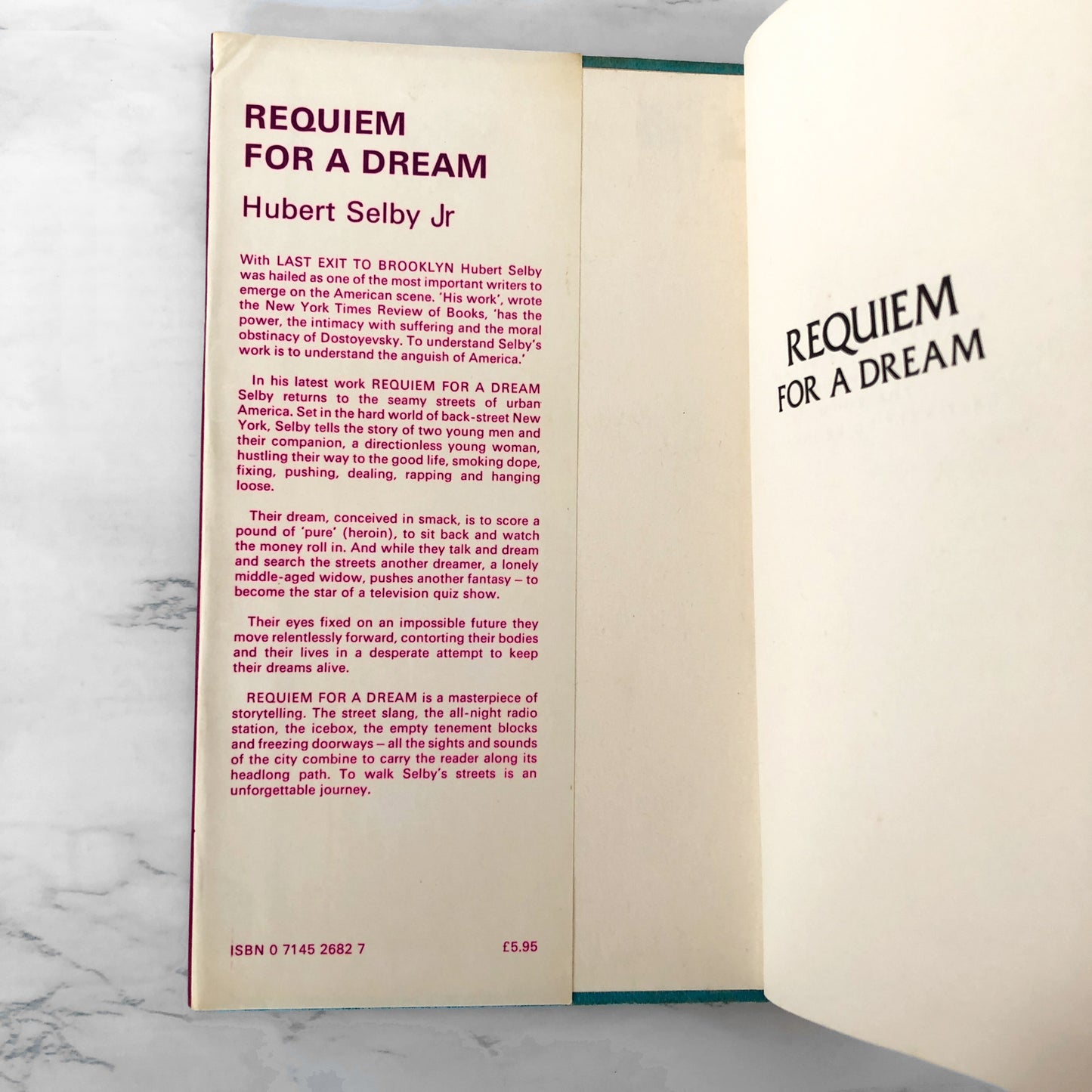 Requiem For a Dream by Hubert Selby Jr. [U.K. FIRST EDITION / 1979] Marion Boyars