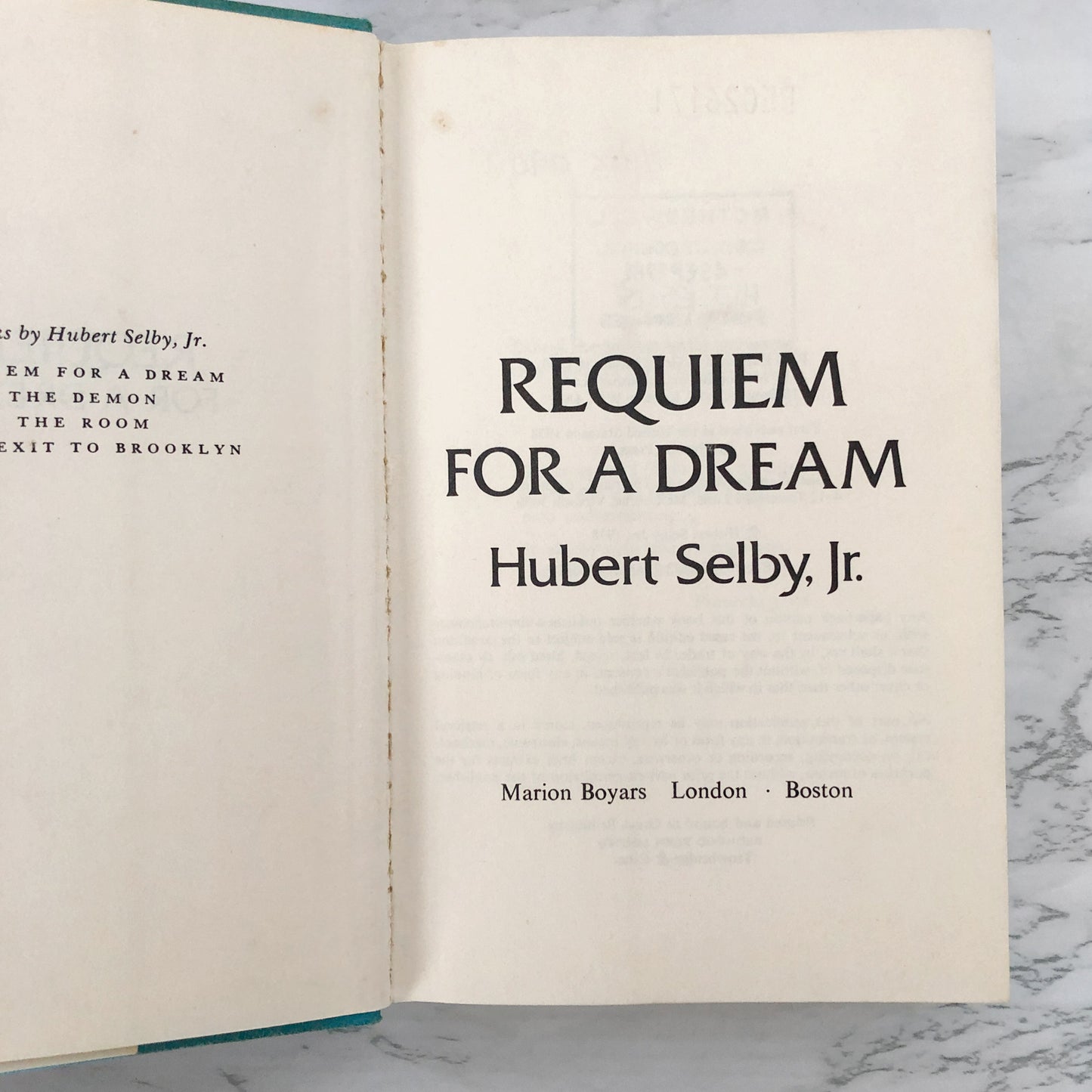 Requiem For a Dream by Hubert Selby Jr. [U.K. FIRST EDITION / 1979] Marion Boyars