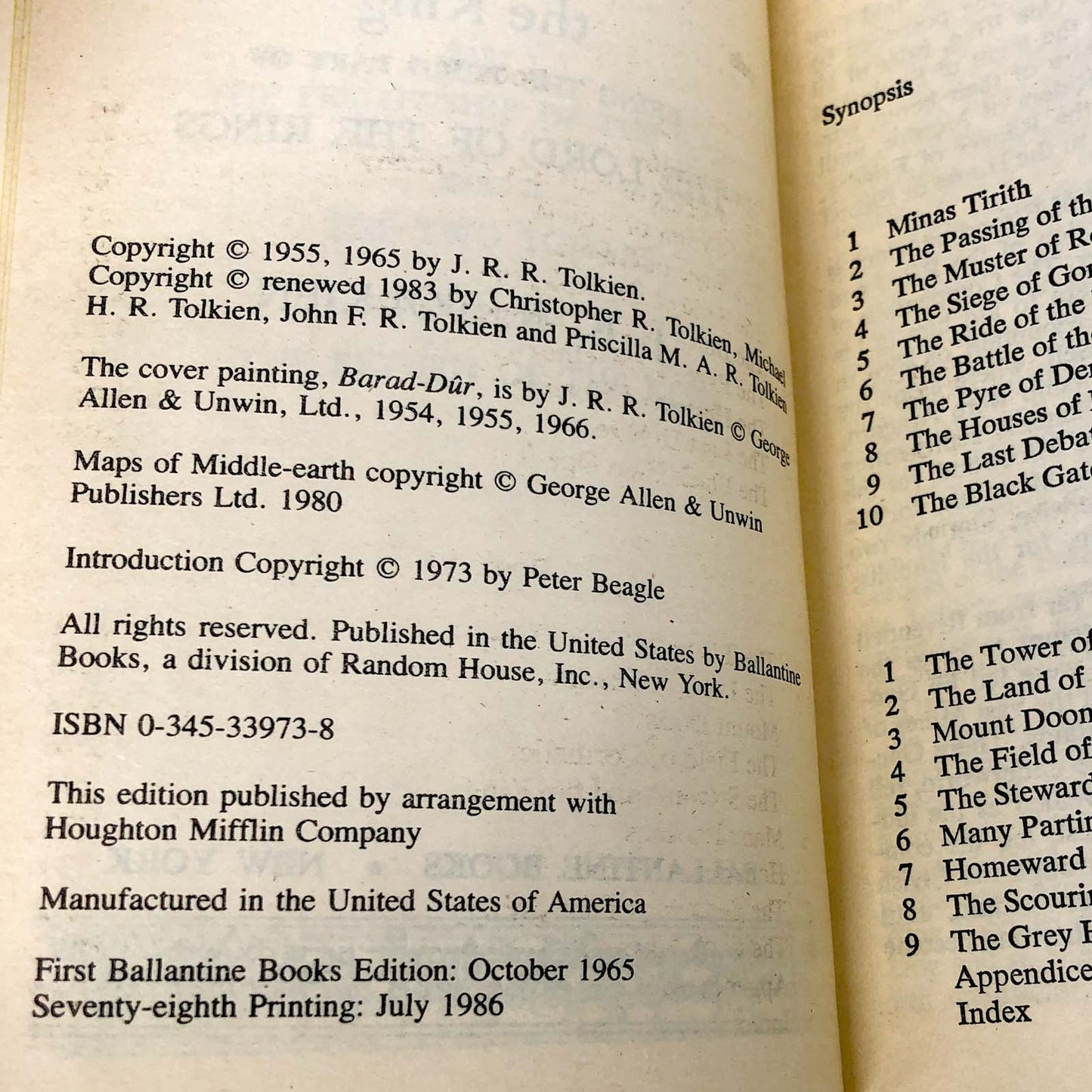 The Return of the King by J.R.R. Tolkien [1986 PAPERBACK] Lord of the Rings #3