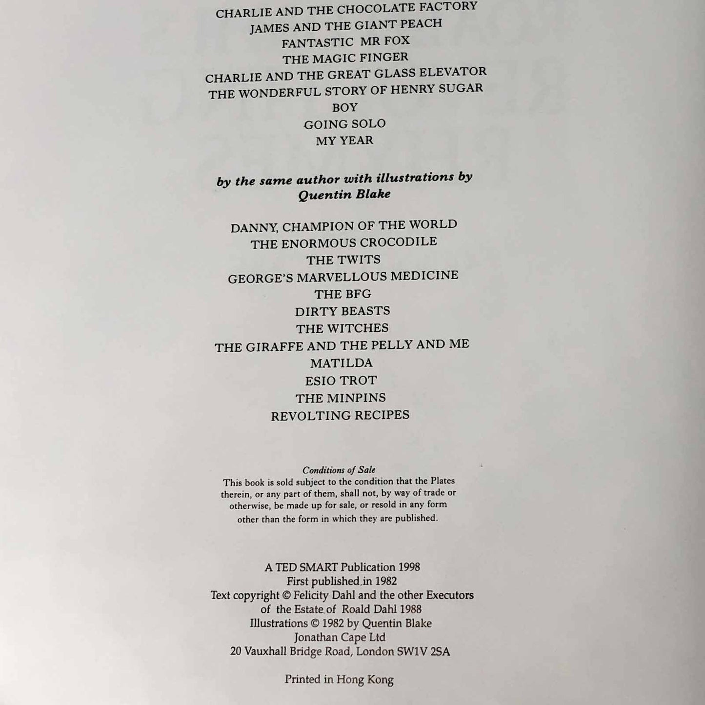 Revolting Rhymes by Roald Dahl [U.K. HARDCOVER] 1998 • Ted Smart