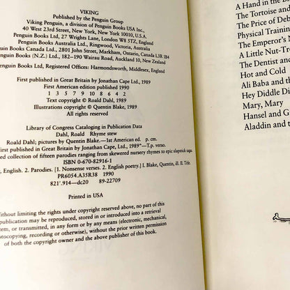 Rhyme Stew by Roald Dahl [FIRST EDITION / FIRST PRINTING] 1990