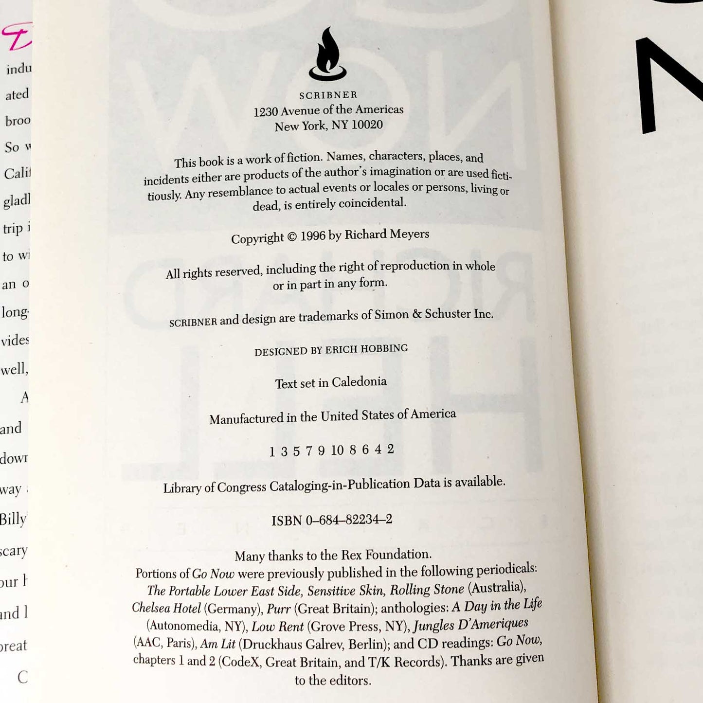 Go Now by Richard Hell [FIRST EDITION / FIRST PRINTING] 1996