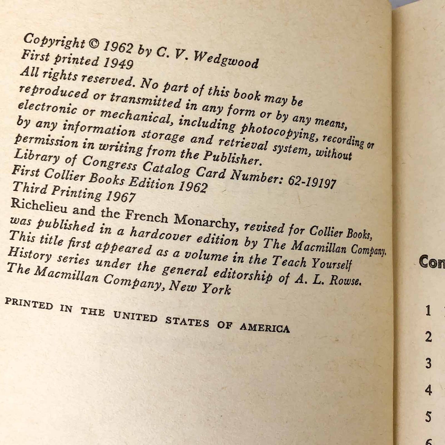 Richelieu and the French Monarchy by C.V. Wedgwood [FIRST PAPERBACK EDITION] 1967 • Collier