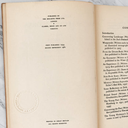 Selected Works Vol. 1: Prose by Rainer Maria Rilke [UK FIRST EDITION / 1961] - Bookshop Apocalypse