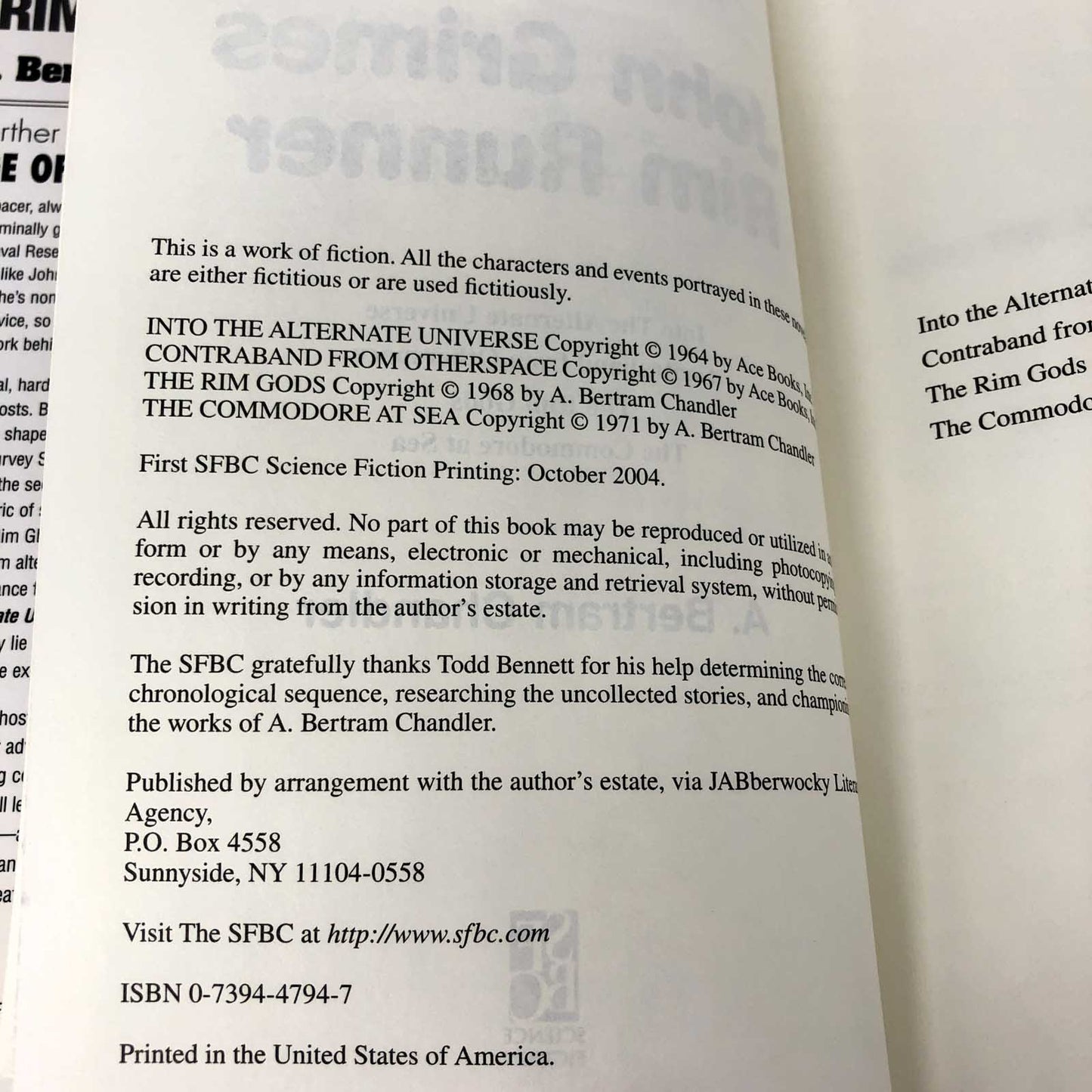 John Grimes: Rim Runner by A. Bertram Chandler [SFBC HARDCOVER OMNIBUS] 2004