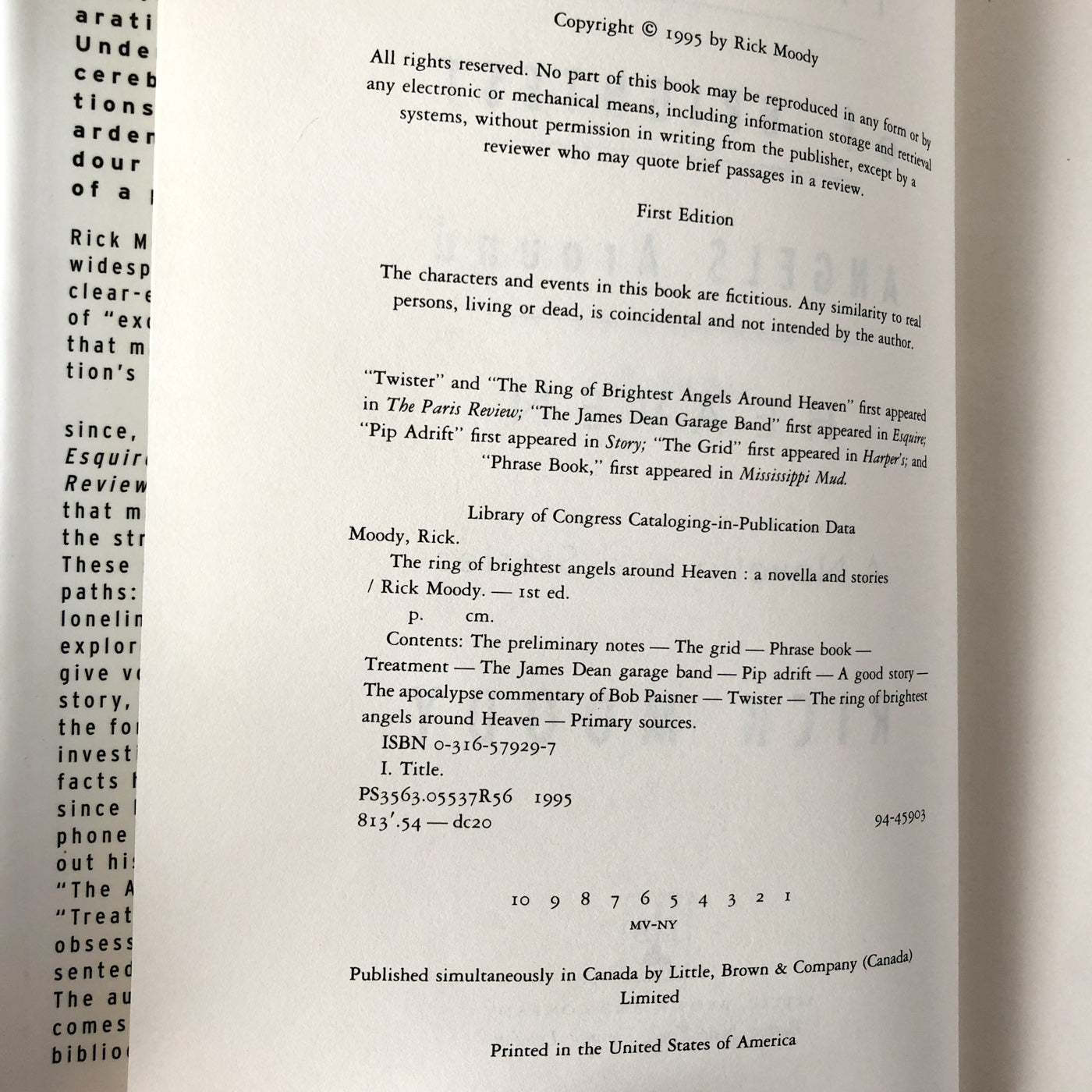 The Ring of Brightest Angels Around Heaven by Rick Moody [FIRST EDITION / FIRST PRINTING]