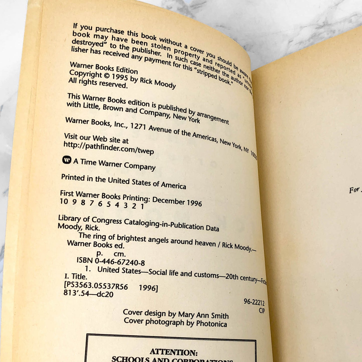 The Ring of Brightest Angels Around Heaven by Rick Moody [FIRST PAPERBACK PRINTING] 1996