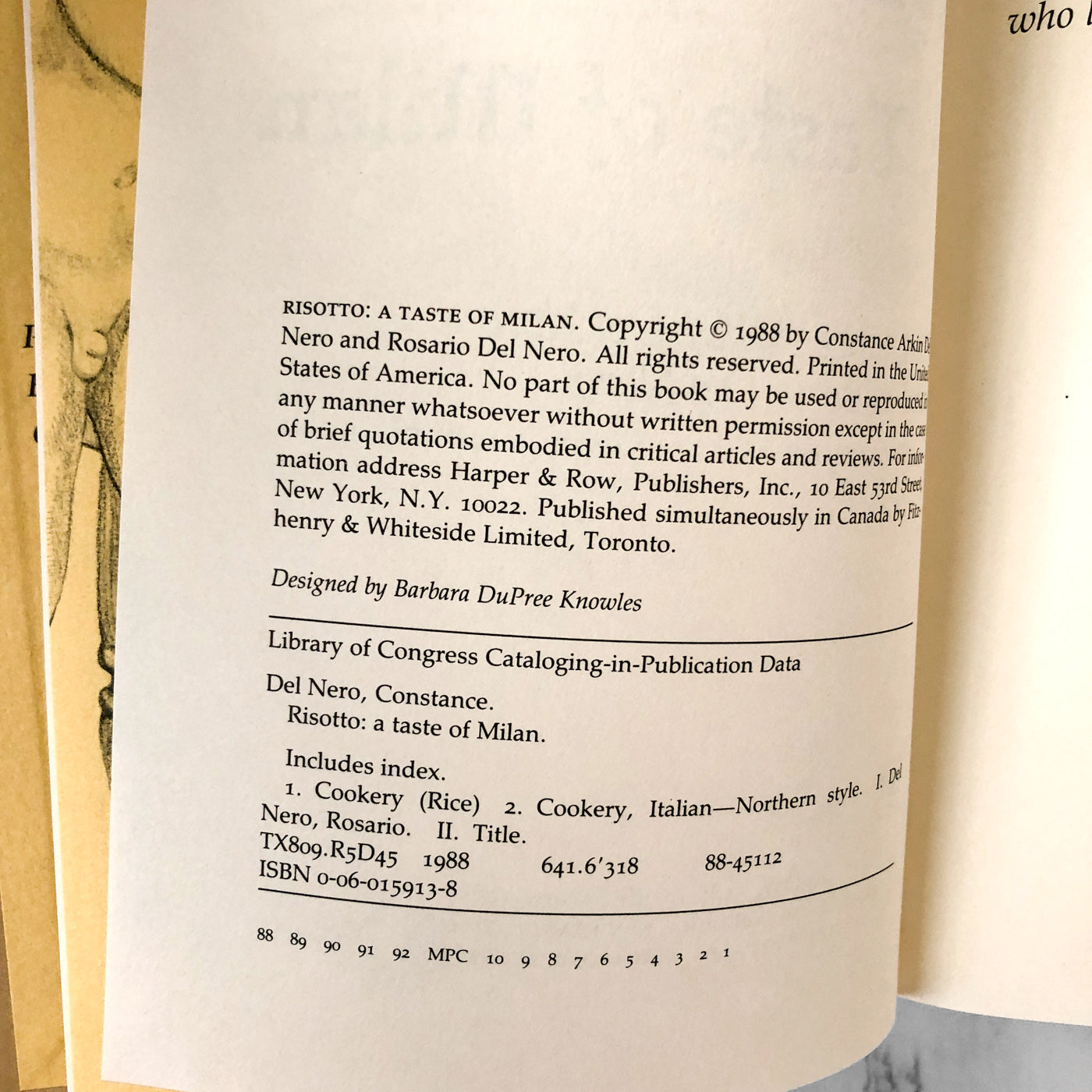 Risotto: A Taste of Milan by Constance Del Nero & Rosario Del Nero [FIRST EDITION / 1988]