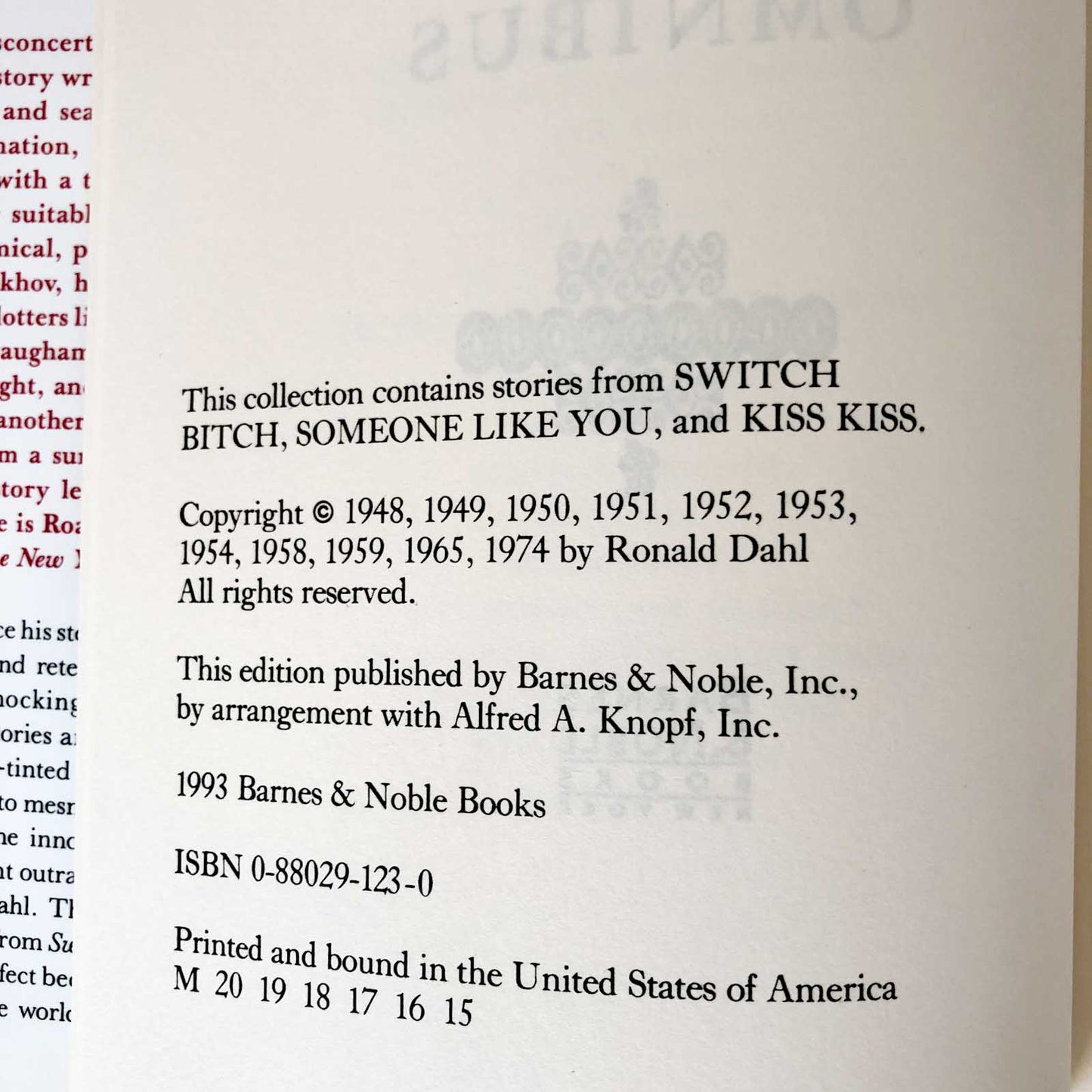 The Roald Dahl Omnibus [1993 HARDCOVER]