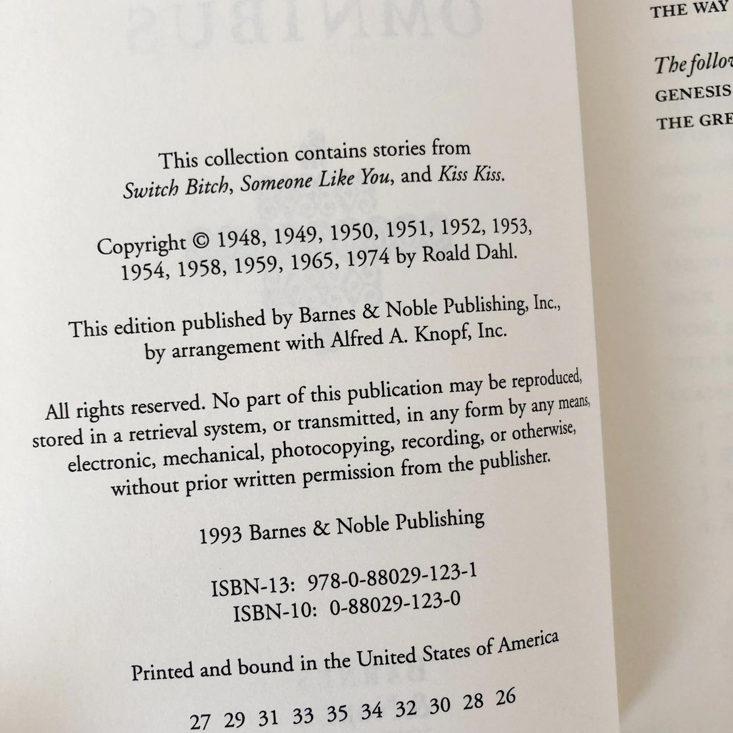 The Roald Dahl Omnibus: Perfect Bedtime Stories for Sleepless Nights [1993 HARDCOVER]