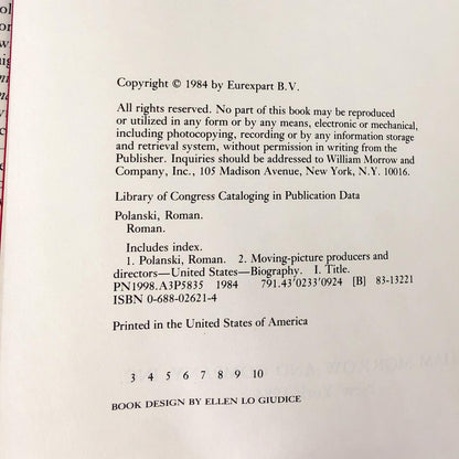 Roman by Roman Polanski [FIRST EDITION] 1984