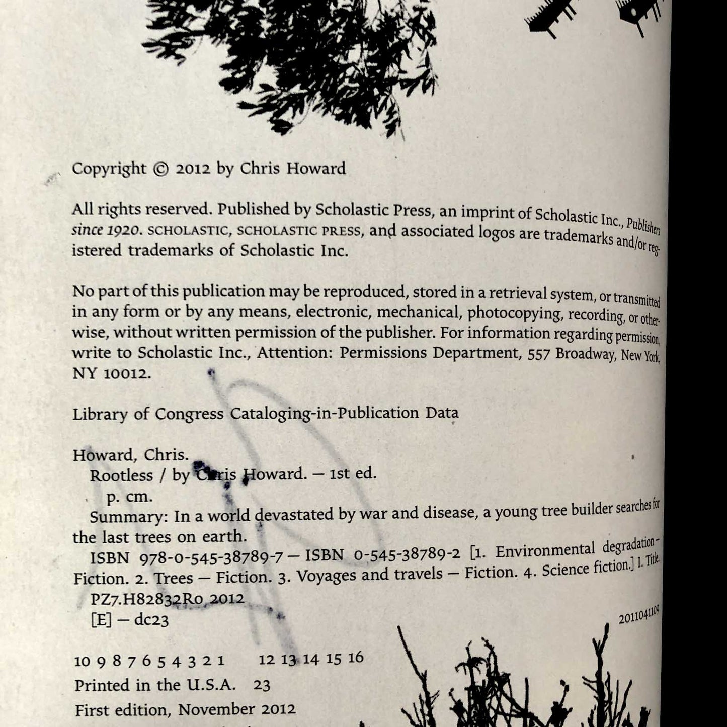 Rootless by Chris Howard SIGNED! [FIRST EDITION / FIRST PRINTING] 2012