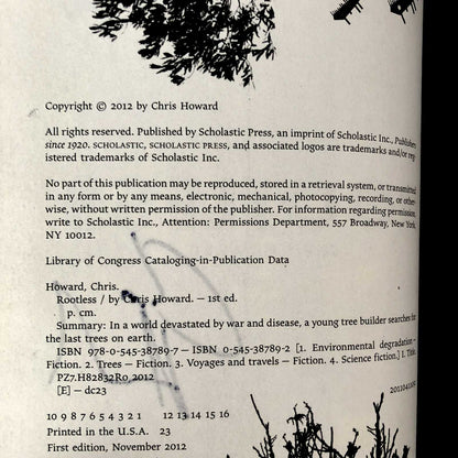 Rootless by Chris Howard SIGNED! [FIRST EDITION / FIRST PRINTING] 2012