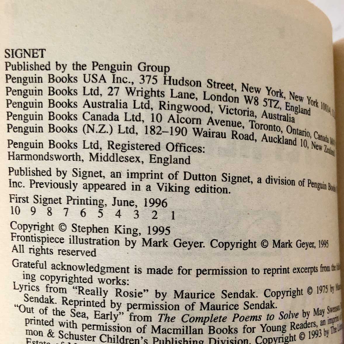 Rose Madder by Stephen King [FIRST PAPERBACK PRINTING / 1996]