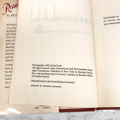 Rosemary's Baby by Ira Levin [FIRST BOOK CLUB PRINTING] 1967
