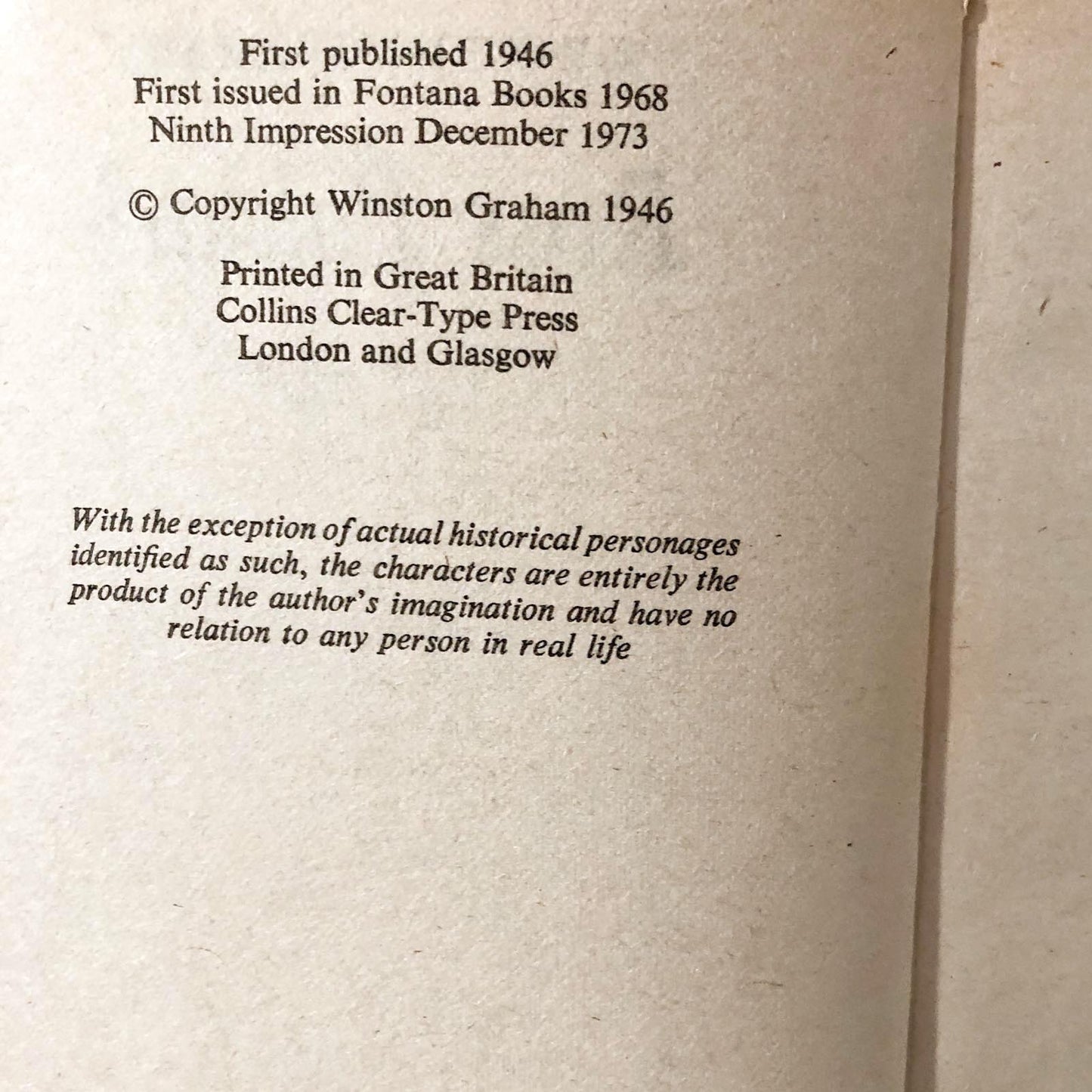 Ross Poldark by Winston Graham  [U.K. PAPERBACK] 1975 • Fonatana Books • Poldark #1