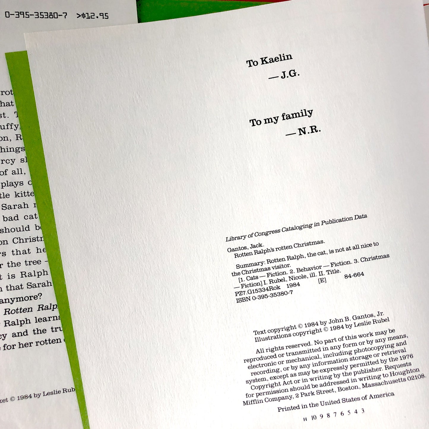 Rotten Ralph's Rotten Christmas by Jack Gantos SIGNED! [FIRST EDITION / 1984]