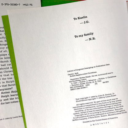 Rotten Ralph's Rotten Christmas by Jack Gantos SIGNED! [FIRST EDITION / 1984]