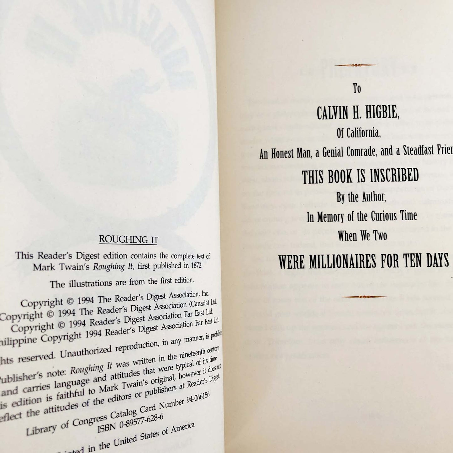 Roughing It by Mark Twain [ILLUSTRATED HARDCOVER / 1994]