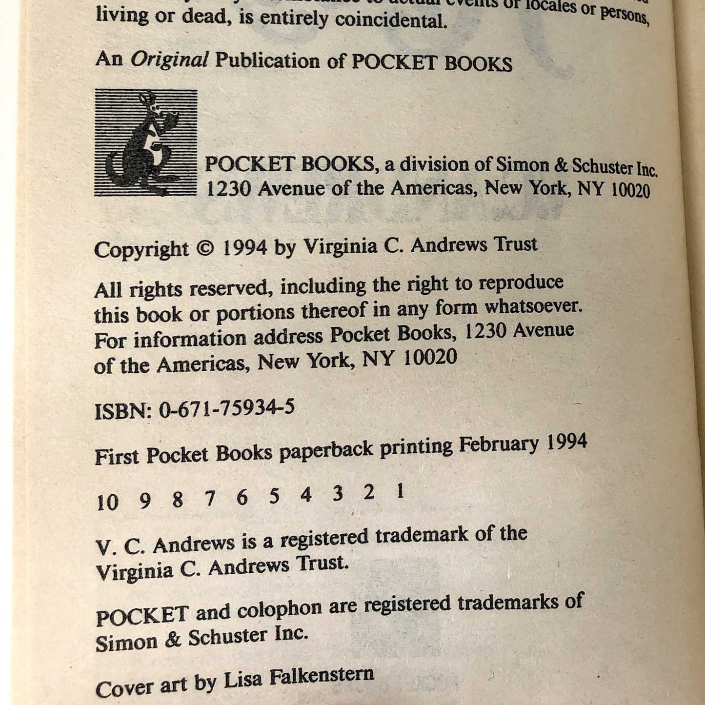 Ruby by V.C. Andrews [FIRST PAPERBACK PRINTING] 1994