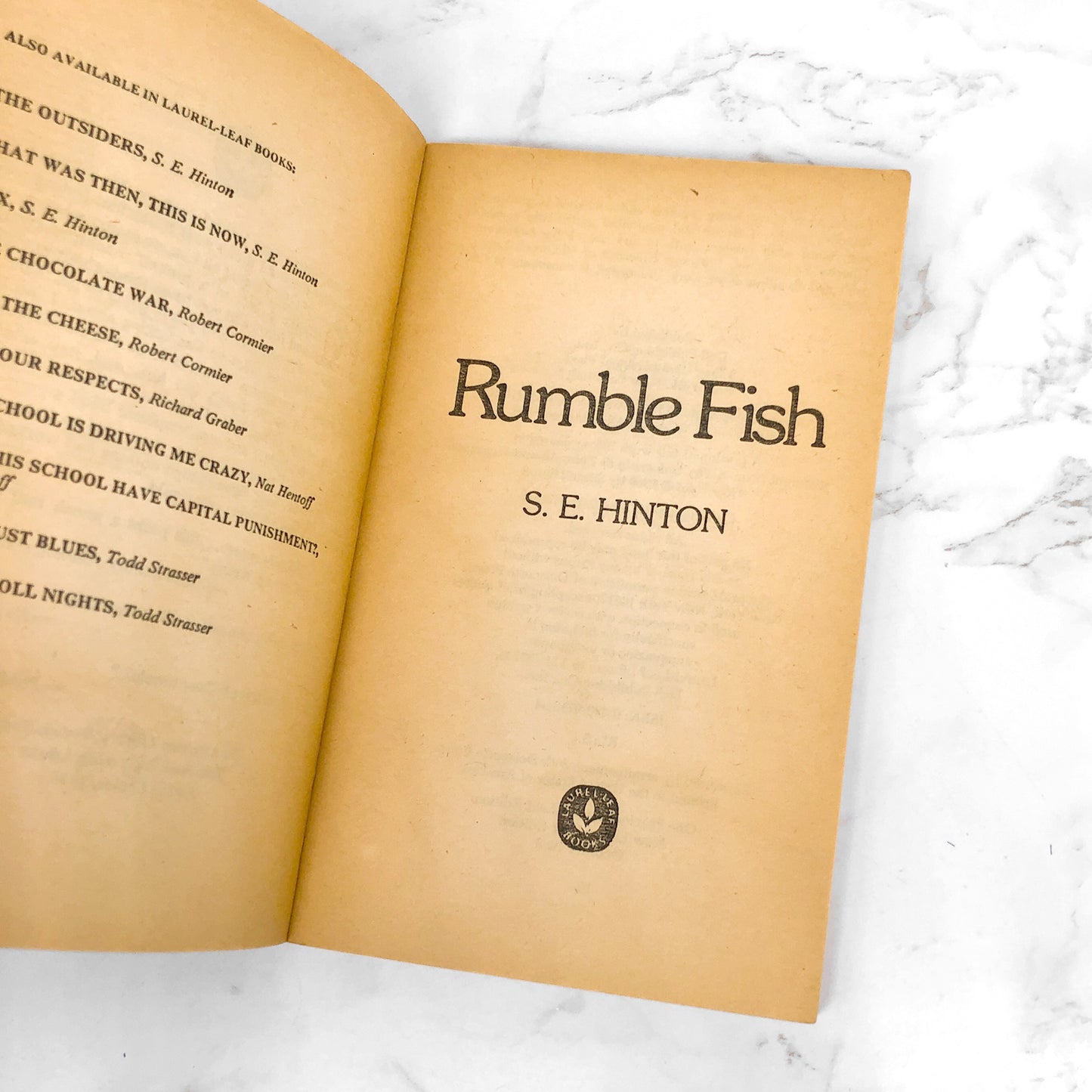 Rumble Fish by S.E. Hinton [MOVIE TIE-IN PAPERBACK] 1983 • Laurel-Leaf