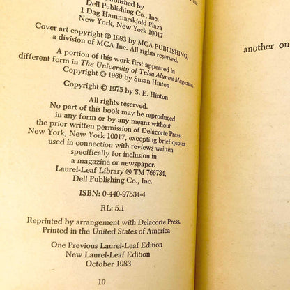 Rumble Fish by S.E. Hinton [MOVIE TIE-IN PAPERBACK] 1983 • Laurel-Leaf