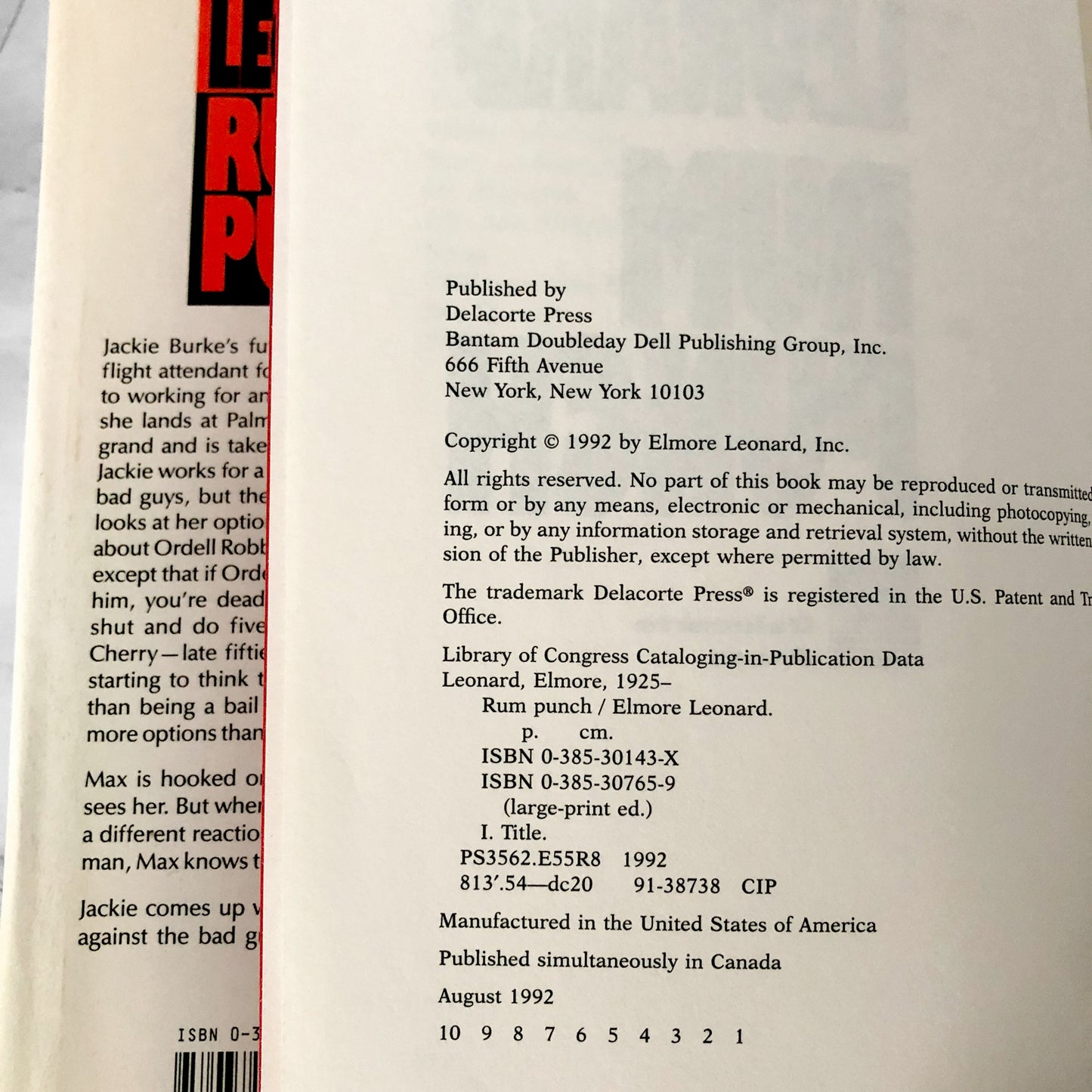 Rum Punch by Elmore Leonard [FIRST EDITION / FIRST PRINTING]