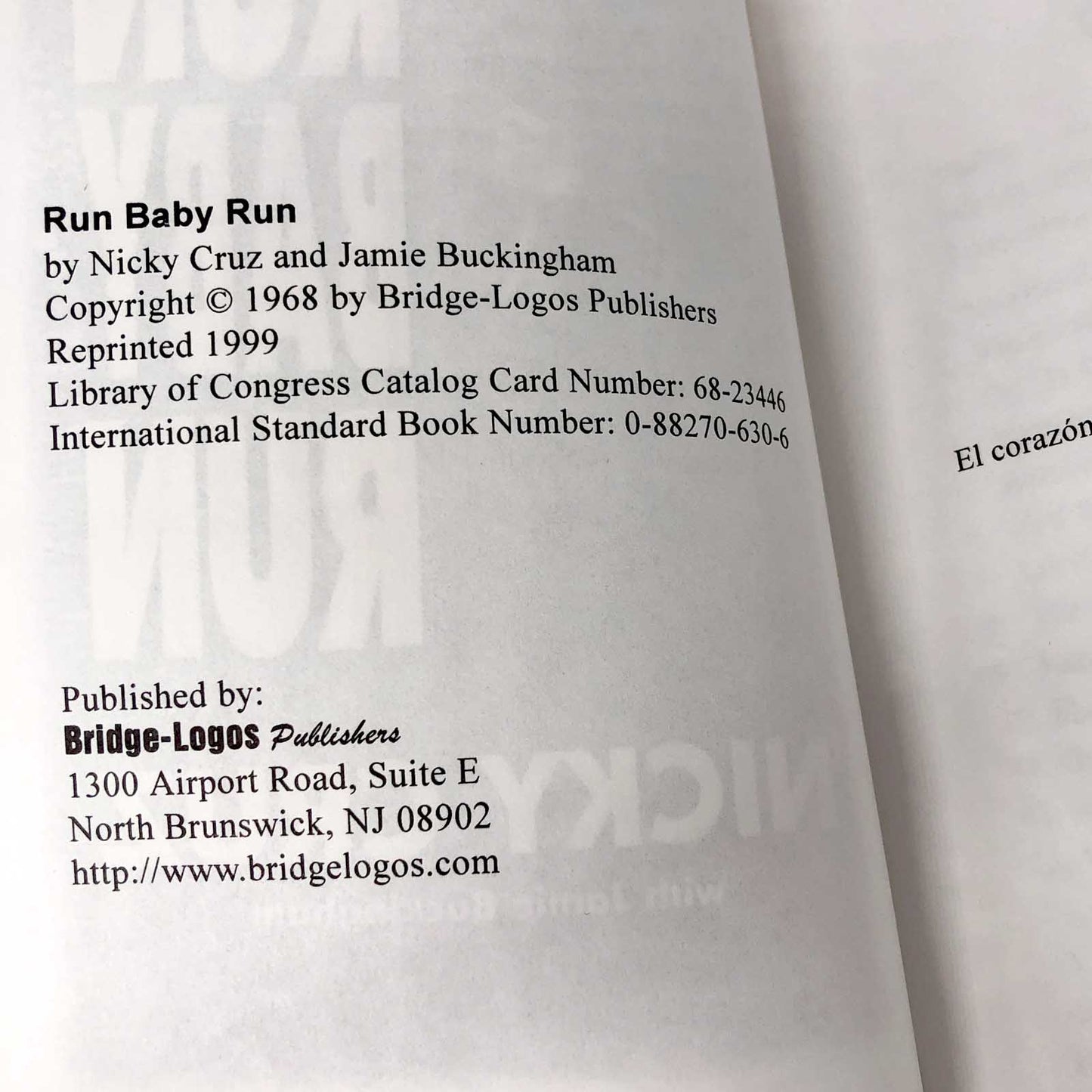 Run Baby Run by Nicky Cruz [1999 TRADE PAPERBACK]