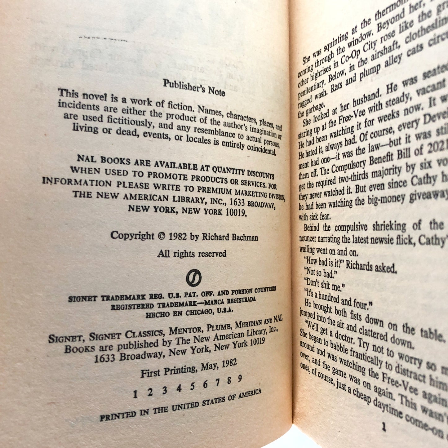 The Running Man by Richard Bachman aka Stephen King [FIRST EDITION / FIRST PRINTING]