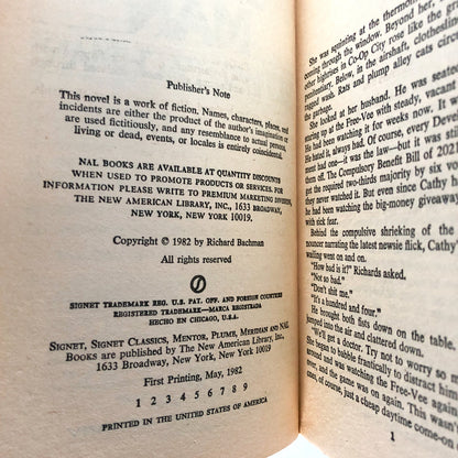 The Running Man by Richard Bachman aka Stephen King [FIRST EDITION / FIRST PRINTING]