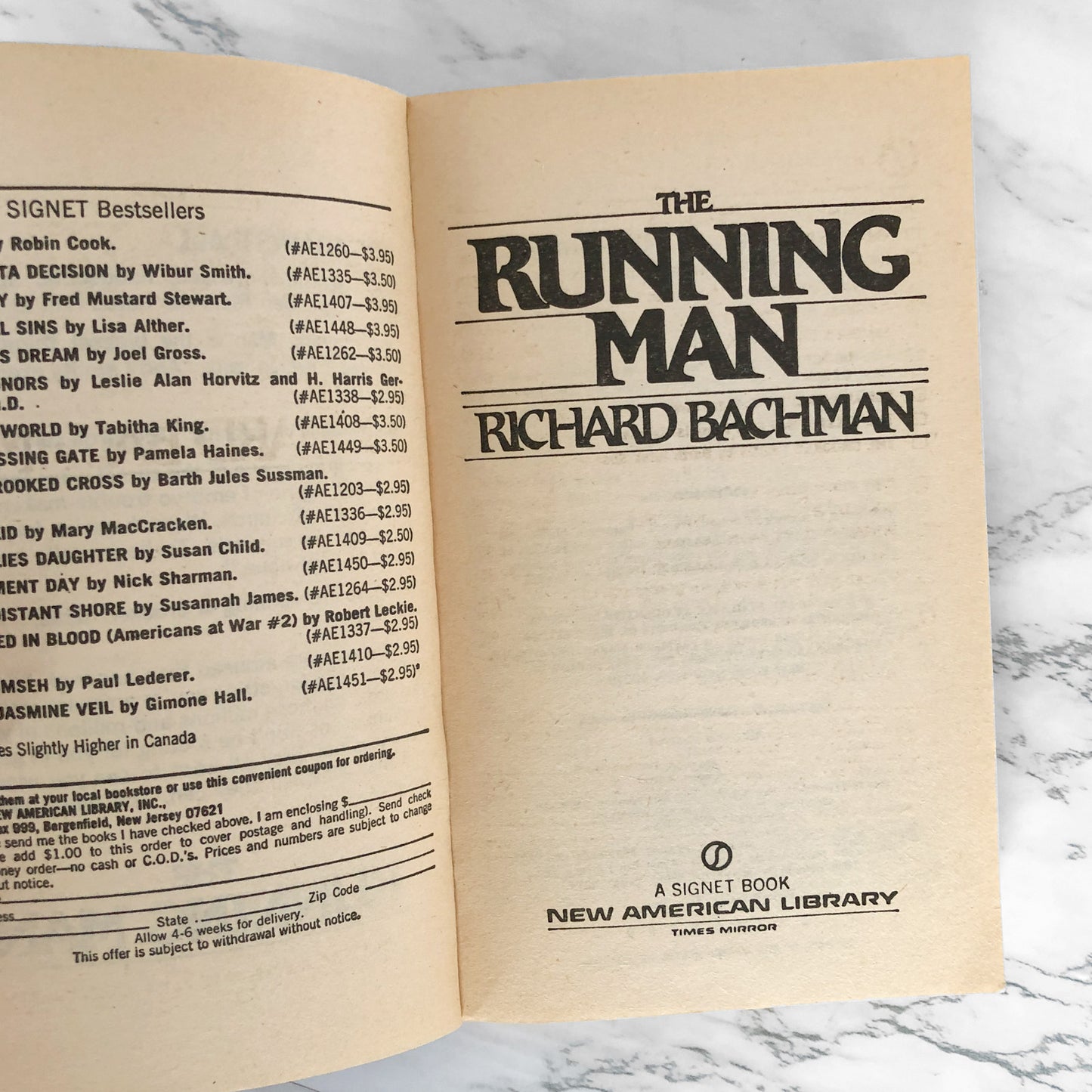 The Running Man by Richard Bachman aka Stephen King [FIRST EDITION / FIRST PRINTING] 1982