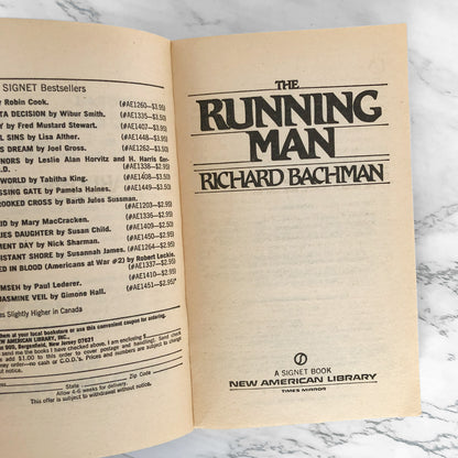 The Running Man by Richard Bachman aka Stephen King [FIRST EDITION / FIRST PRINTING] 1982