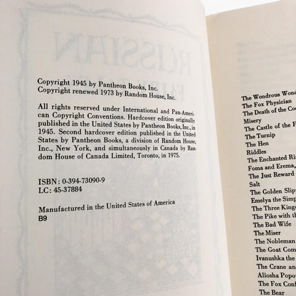 Russian Fairy Tales collected by Alexander Afanasyev [PANTHEON SOFTCOVER / 1975]