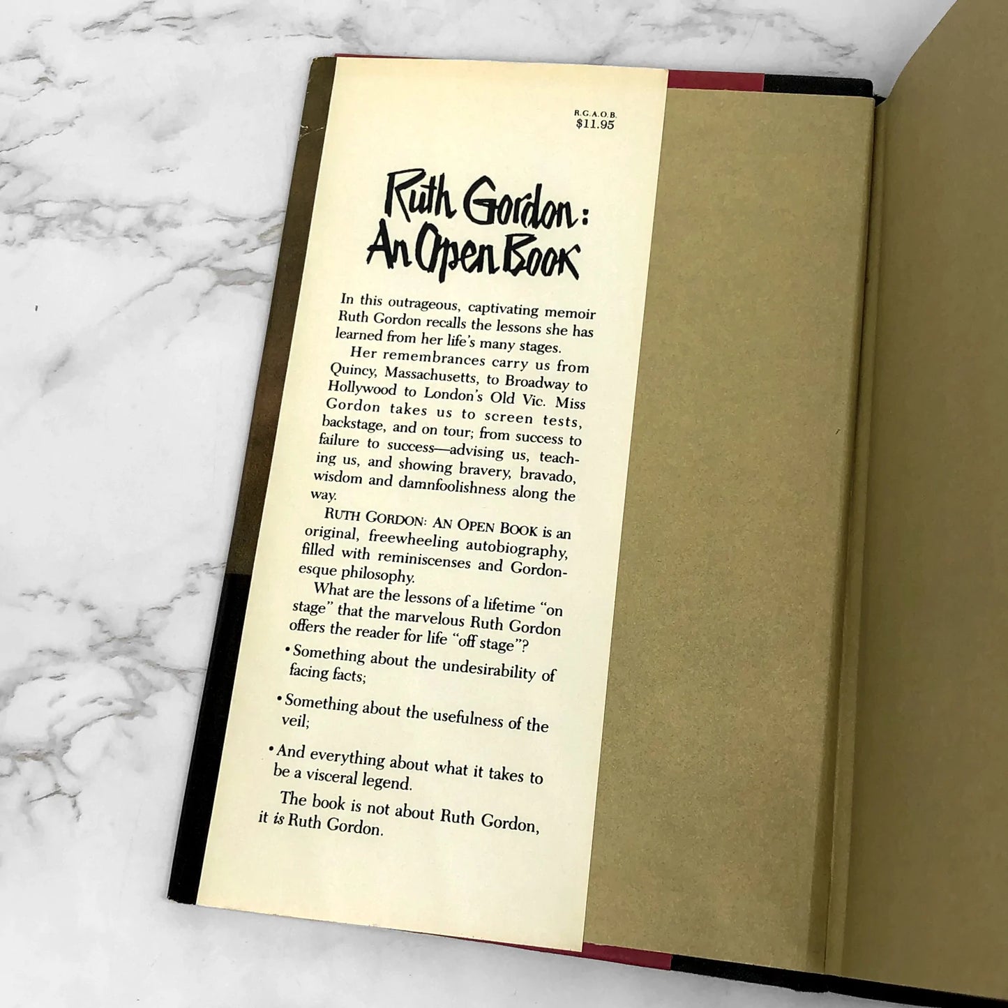 An Open Book by Ruth Gordon [FIRST EDITION • FIRST PRINTING] 1980