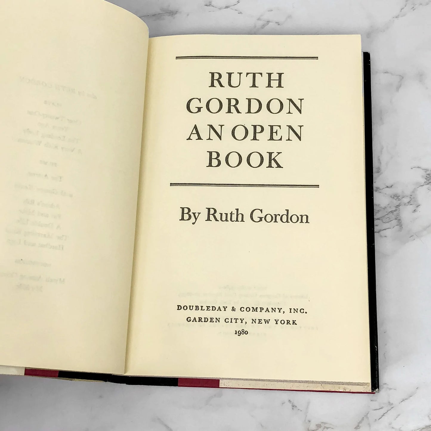An Open Book by Ruth Gordon [FIRST EDITION • FIRST PRINTING] 1980