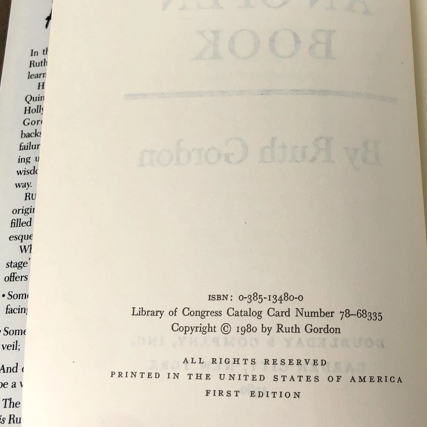 An Open Book by Ruth Gordon [FIRST EDITION • FIRST PRINTING] 1980