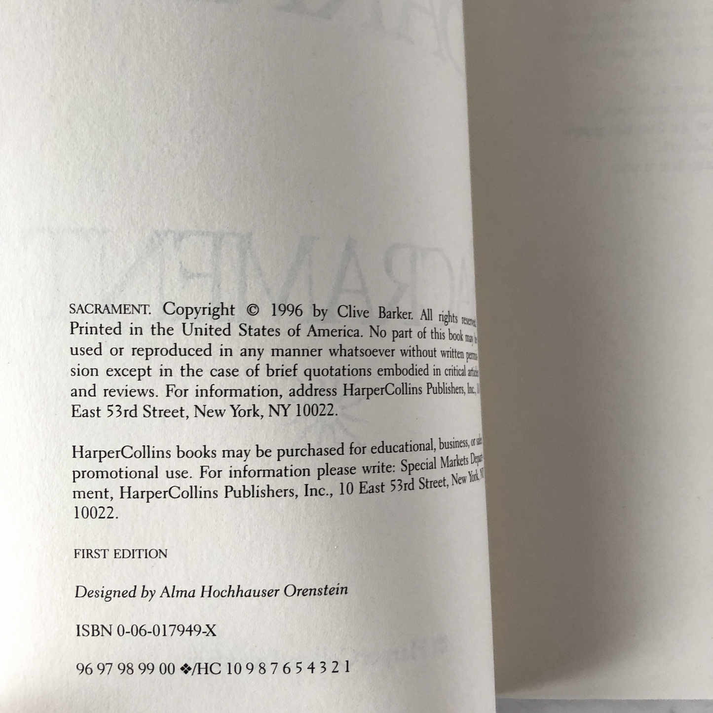 Sacrament by Clive Barker - Bookshop Apocalypse