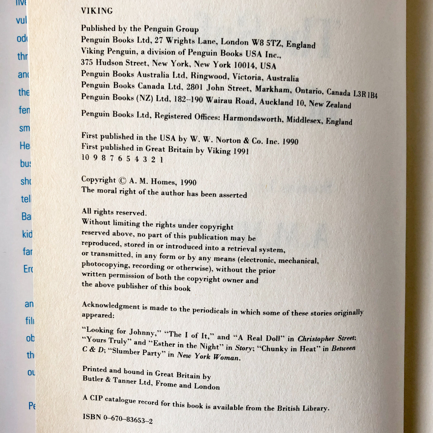 The Safety of Objects by A.M. Homes [U.K. FIRST EDITION / FIRST PRINTING]