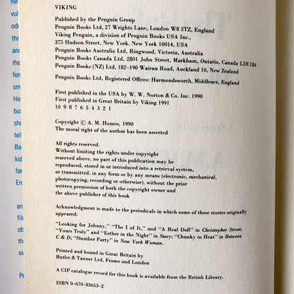 The Safety of Objects by A.M. Homes [U.K. FIRST EDITION / FIRST PRINTING]