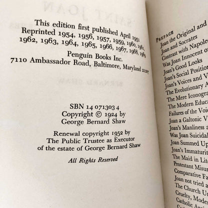 Saint Joan by Bernard Shaw [1969 PAPERBACK]