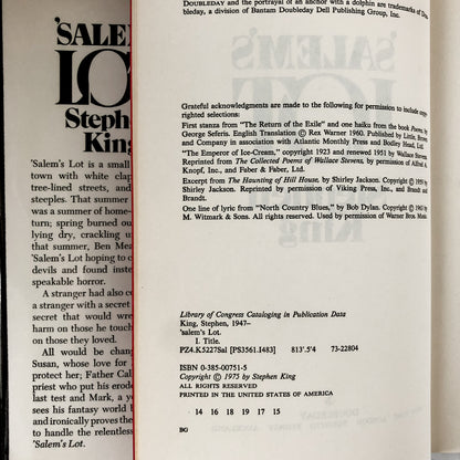 Salem's Lot by Stephen King [FIRST EDITION / 14th PRINTING] - Bookshop Apocalypse