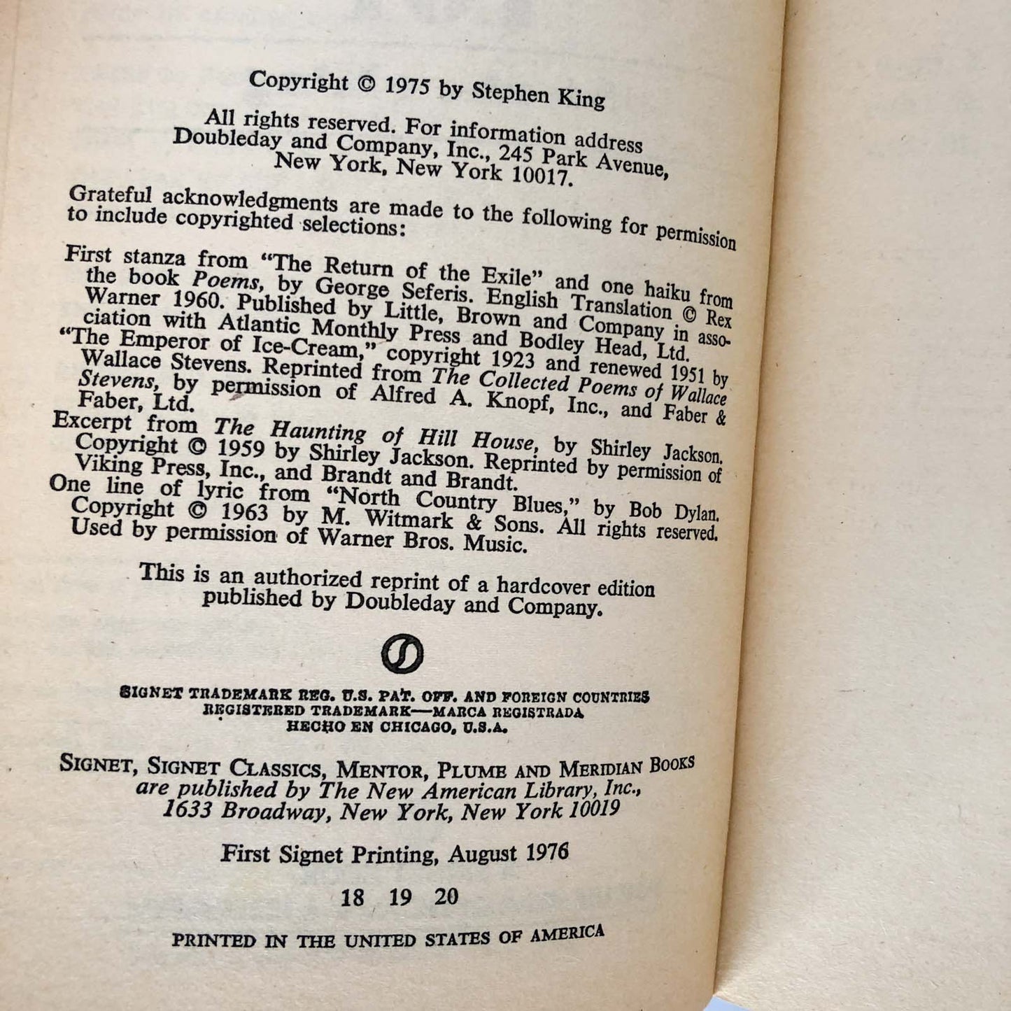 Salem's Lot by Stephen King [MOVIE TIE-IN PAPERBACK] 1979