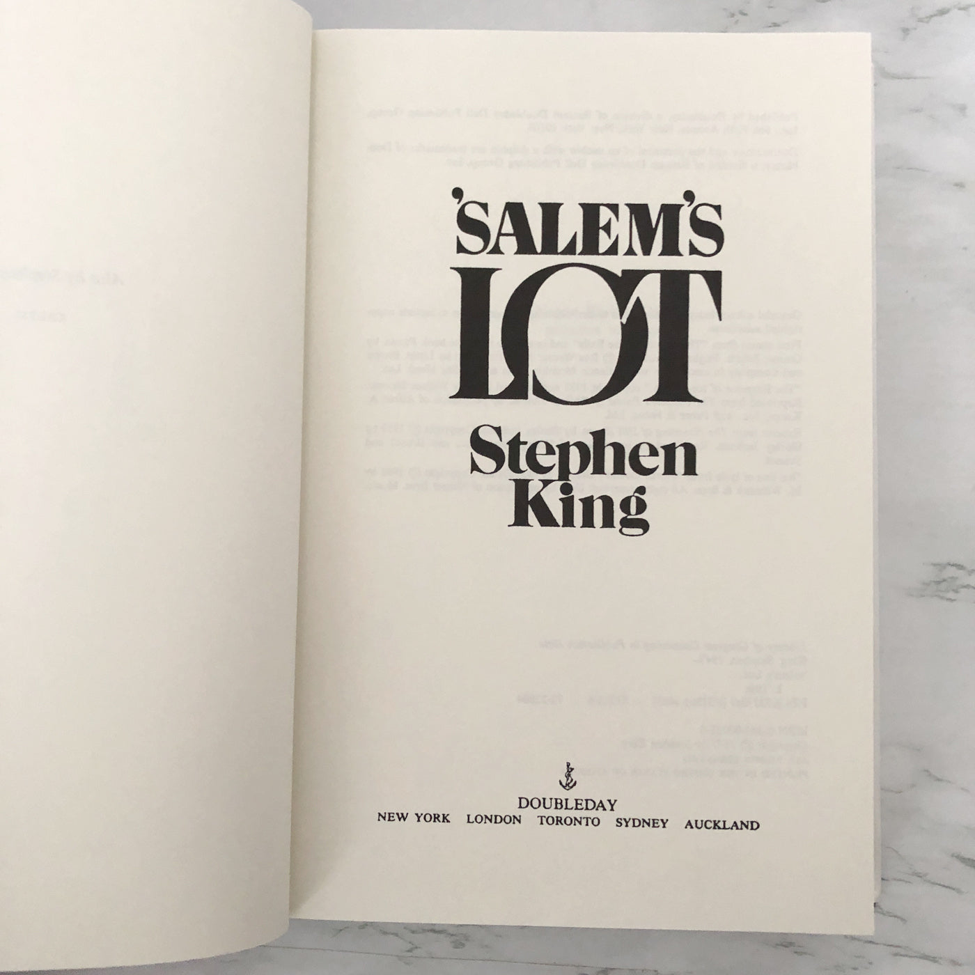 Salem's Lot by Stephen King [FIRST BOOK CLUB EDITION / 1975]