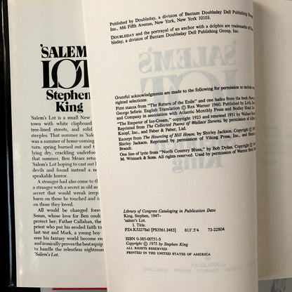 Salem's Lot by Stephen King [BOOK CLUB EDITION] 1975