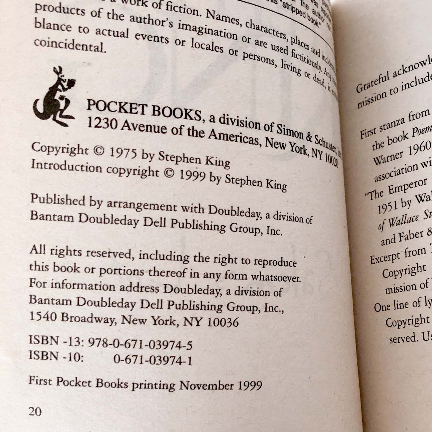 Salem's Lot by Stephen King [1999 PAPERBACK]