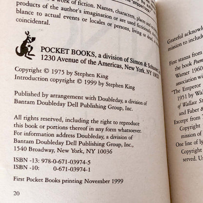 Salem's Lot by Stephen King [1999 PAPERBACK]