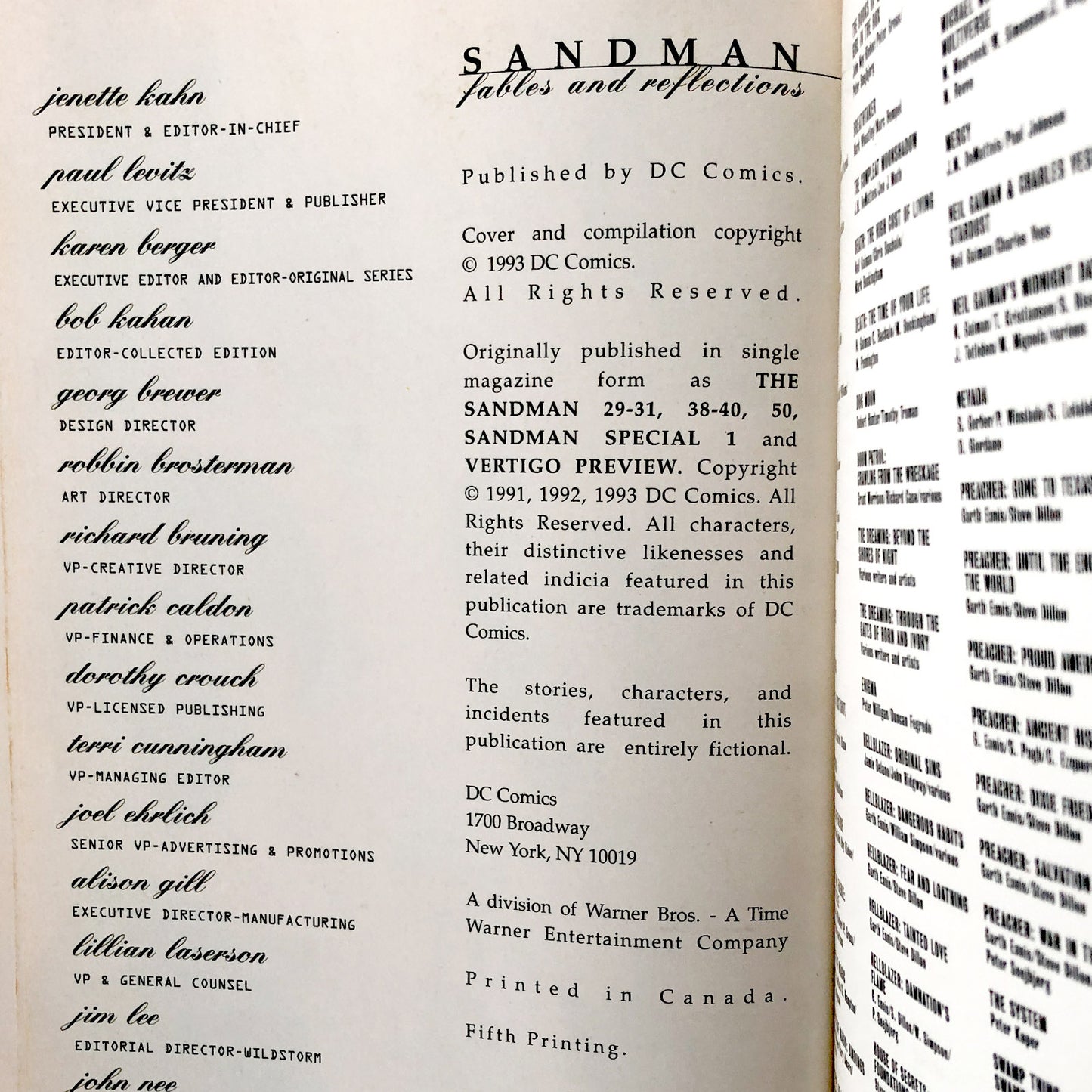 The Sandman VI: Fables & Reflections by Neil Gaiman [FIRST EDITION / 1993]